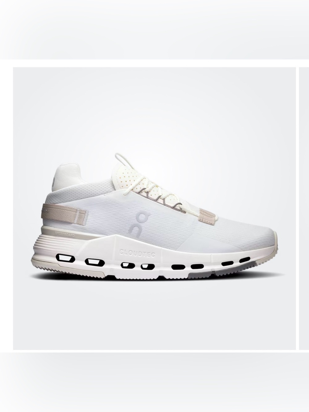 On Running Cloudnova 2 Women’s Sneakers in White with Cream Accents - Ice/Sand
